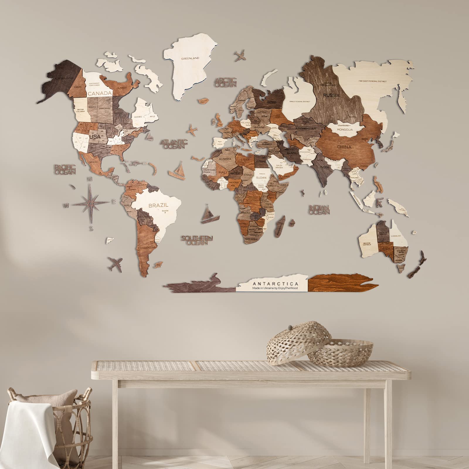 3DWood World Map ENJOY THE WOOD 南極木製世界地図 Enjoy The 3DWood World Map ENJOY THE WOOD 南極木製世界地図 Enjoy The